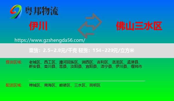 伊川县到三水区物流专线
