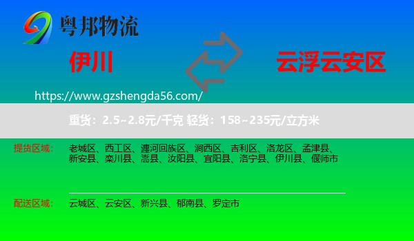伊川县到云安区物流专线