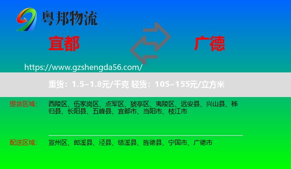 宜都市到广德市物流专线