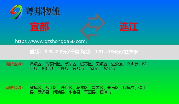 宜都市到连江县物流专线