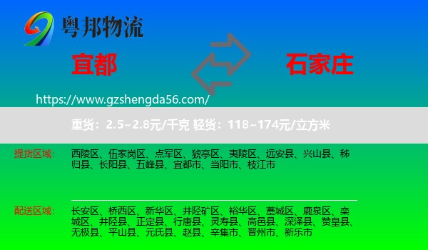 宜都市到石家庄专线