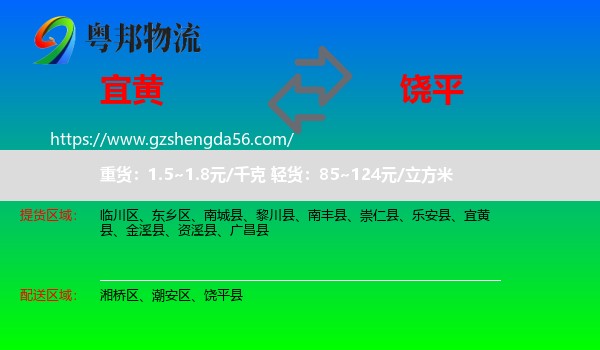 宜黄县到饶平县物流专线