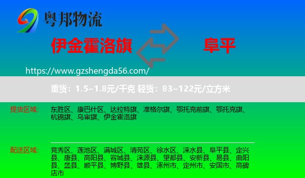 伊金霍洛旗到阜平县物流专线