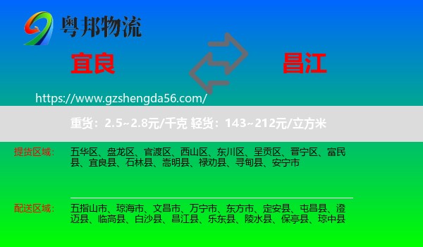 宜良县到昌江县物流专线
