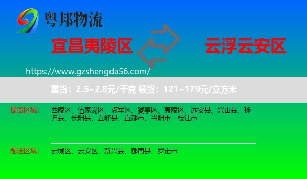 夷陵区到云安区物流专线