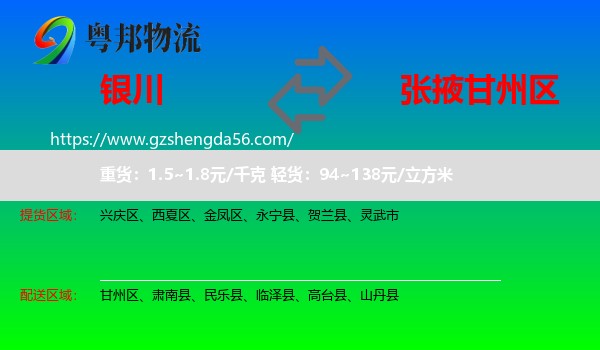 银川到甘州区物流专线