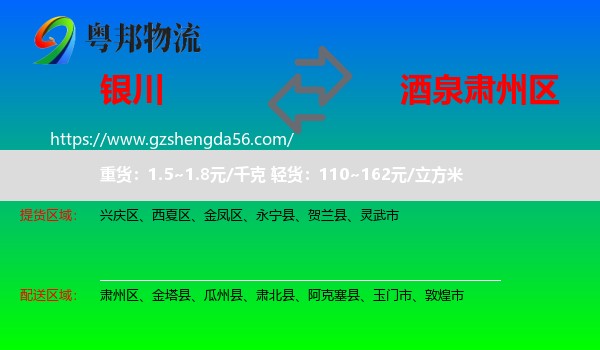 银川到肃州区物流专线
