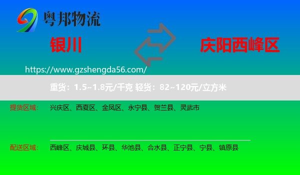银川到西峰区物流专线