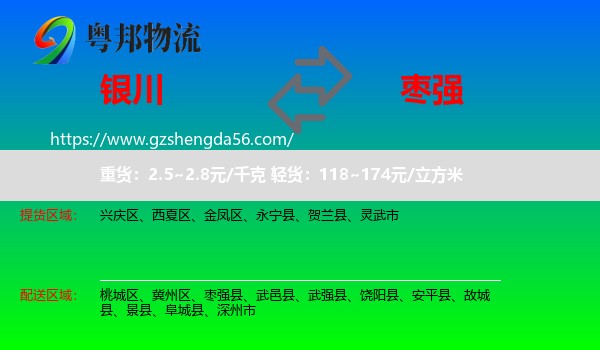 银川到枣强县物流专线