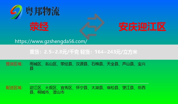 荥经县到迎江区物流专线