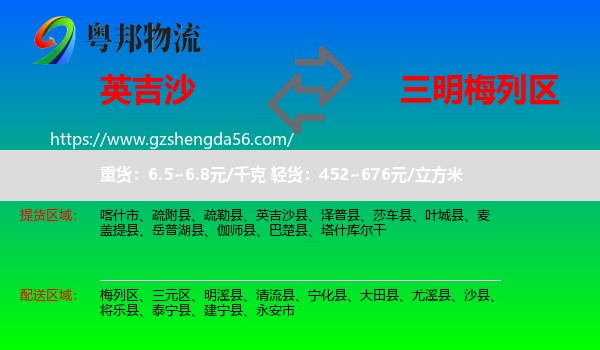 英吉沙县到梅列区物流专线