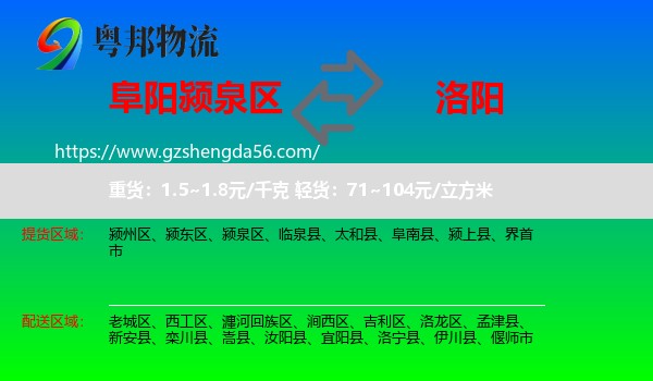 颍泉区到洛阳物流