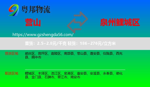 营山县到鲤城区物流专线