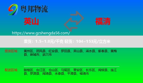 英山县到福清市物流专线