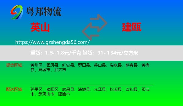 英山县到建瓯市物流专线