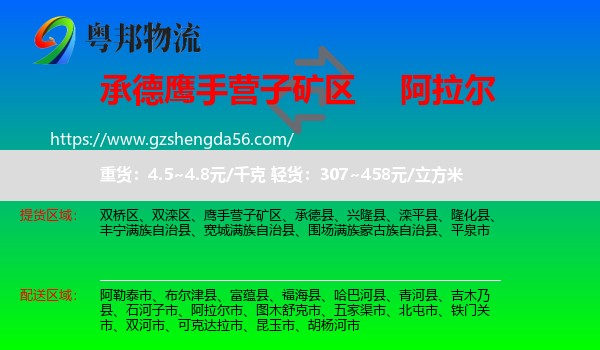 鹰手营子矿区到阿拉尔市物流专线