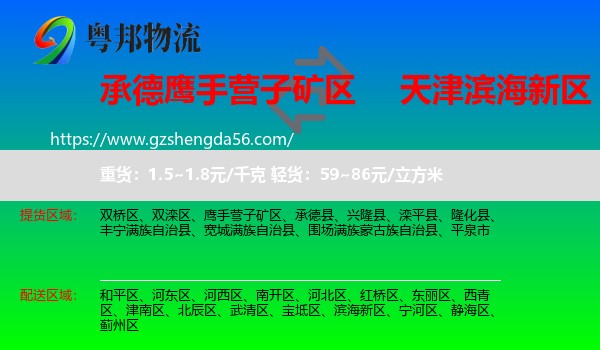 鹰手营子矿区到滨海新区物流专线