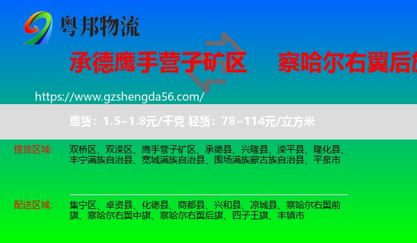 鹰手营子矿区到察哈尔右翼后旗物流专线
