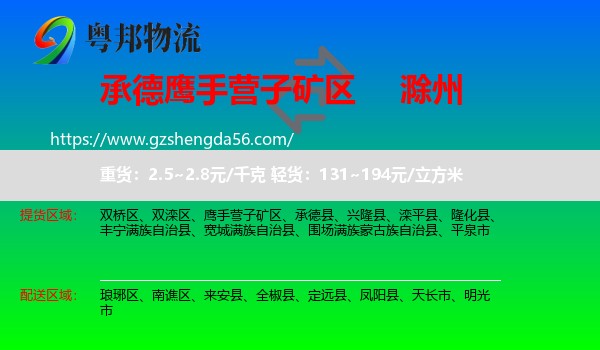 鹰手营子矿区到滁州物流专线
