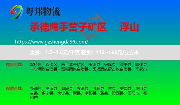 鹰手营子矿区到浮山县物流专线