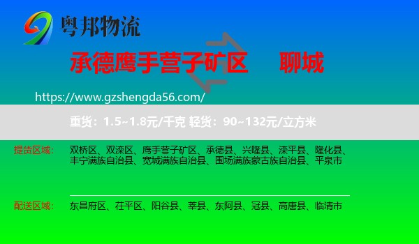 鹰手营子矿区到聊城物流专线