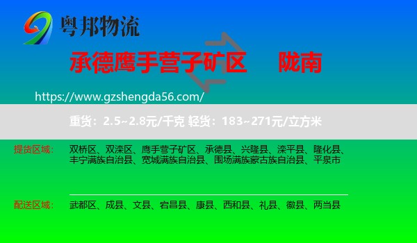 鹰手营子矿区到陇南物流专线