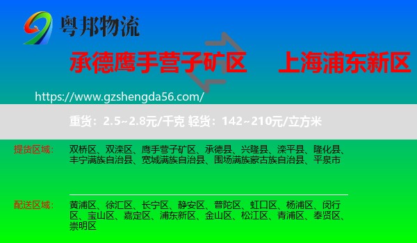 鹰手营子矿区到浦东新区物流专线