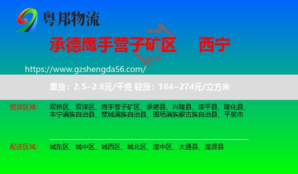 鹰手营子矿区到西宁专线