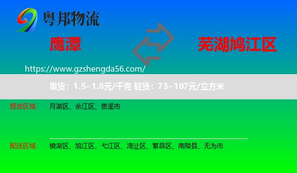 鹰潭到鸠江区物流专线