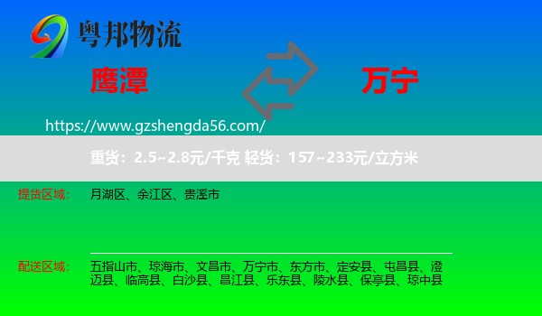 鹰潭到万宁市物流专线