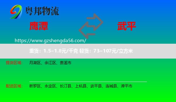 鹰潭到武平县物流专线