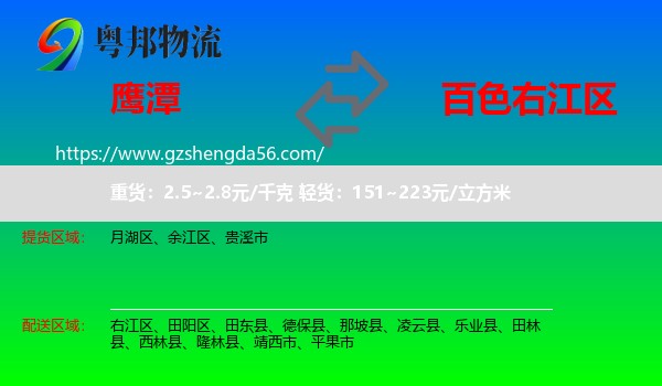 鹰潭到右江区物流专线