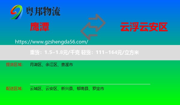 鹰潭到云安区物流专线