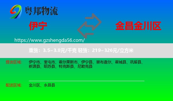 伊宁县到金川区物流专线