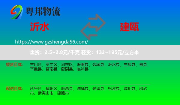 沂水县到建瓯市物流专线