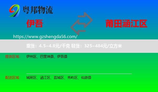 伊吾县到涵江区物流专线