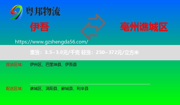 伊吾县到谯城区物流专线