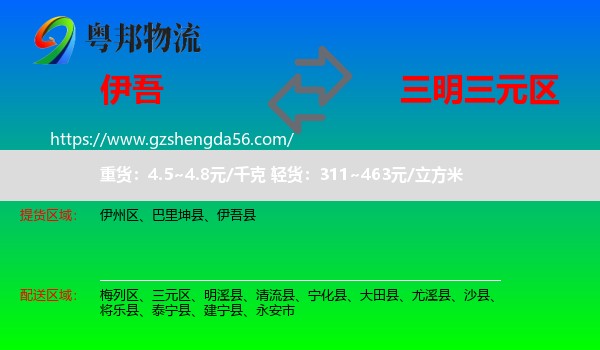 伊吾县到三元区物流专线