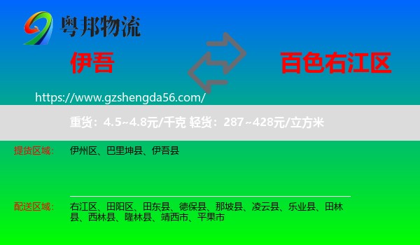伊吾县到右江区物流专线