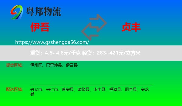伊吾县到贞丰县物流专线