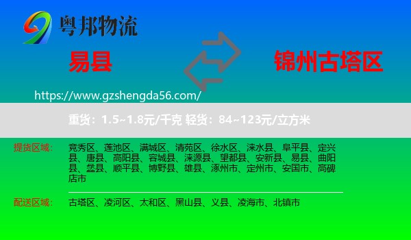 易县到古塔区物流专线
