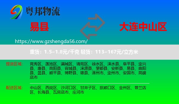 易县到中山区物流专线