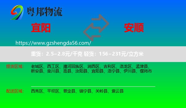 宜阳县到安顺物流专线