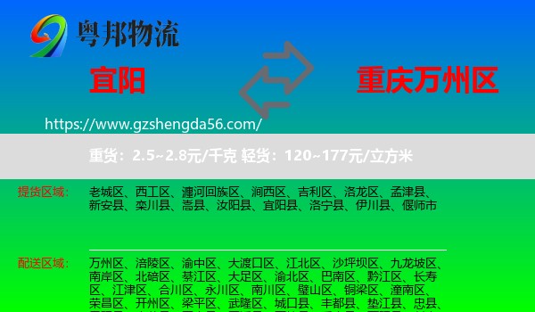 宜阳县到万州区物流专线