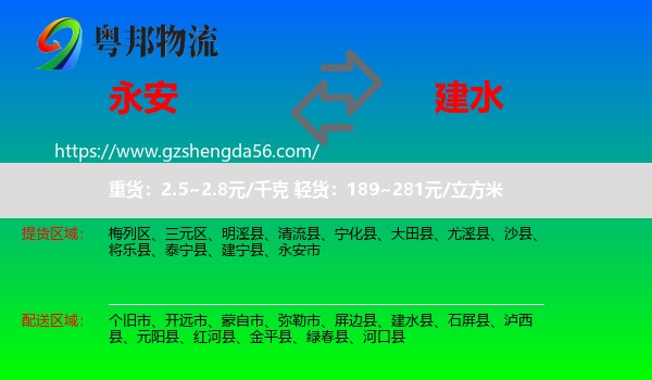 永安市到建水县物流专线