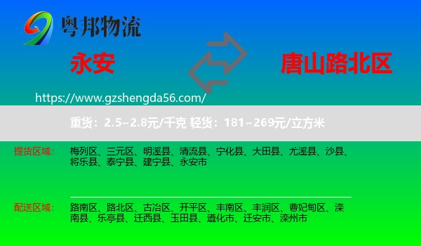 永安市到路北区物流专线