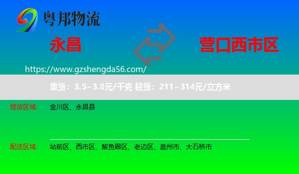 永昌县到西市区物流专线