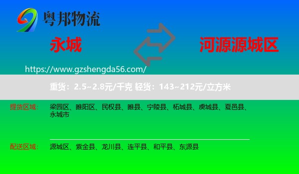 永城市到源城区物流专线