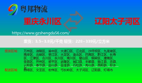 永川区到太子河区物流专线