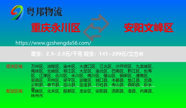 永川区到文峰区物流专线